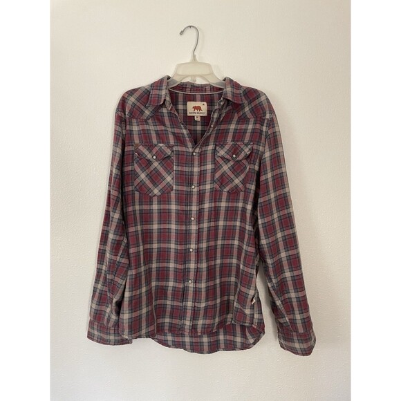 Dakota Grizzly Shirt Mens M Blue Red Plaid Pearl Snap Pockets Western - Picture 1 of 4